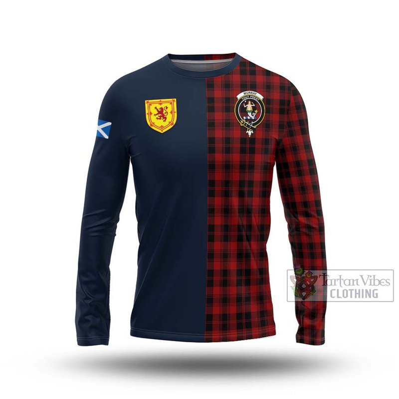 Murray of Ochtertyre Tartan Long Sleeve T-Shirt Alba with Scottish Lion Royal Arm Half Style