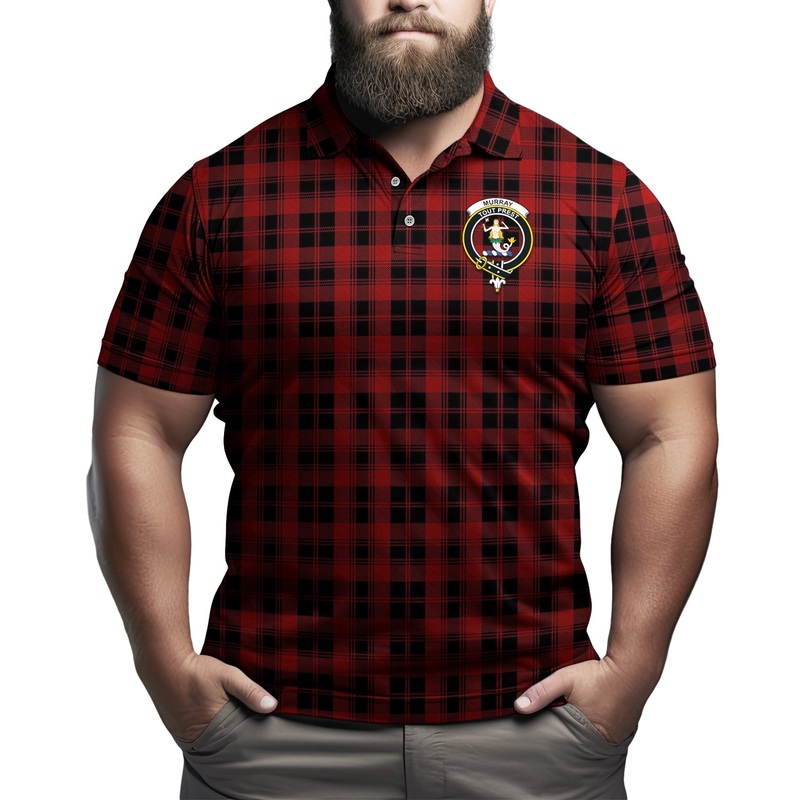 Murray of Ochtertyre Tartan Men's Polo Shirt with Family Crest