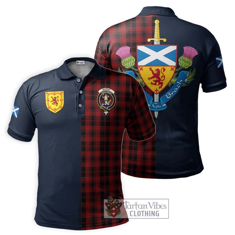 Murray of Ochtertyre Tartan Polo Shirt Alba with Scottish Lion Royal Arm Half Style