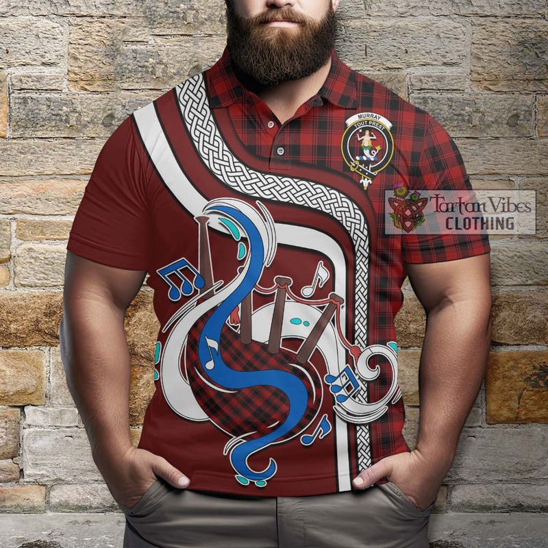 Murray of Ochtertyre Tartan Polo Shirt with Epic Bagpipe Style