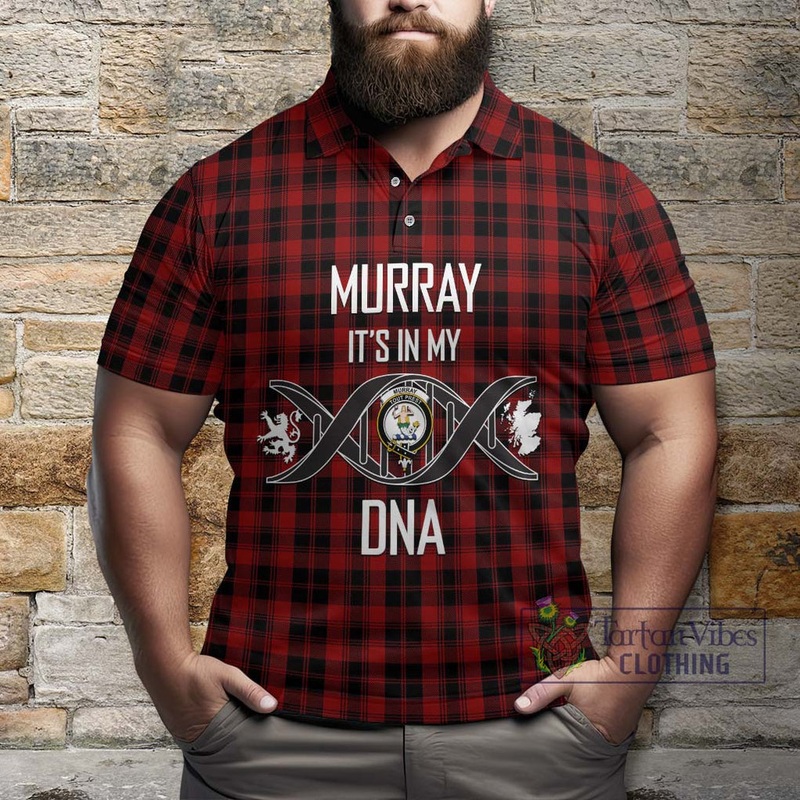 Murray of Ochtertyre Tartan Polo Shirt with Family Crest DNA In Me Style