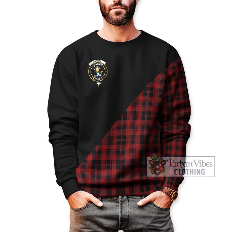Murray of Ochtertyre Tartan Sweatshirt with Family Crest and Military Logo Style