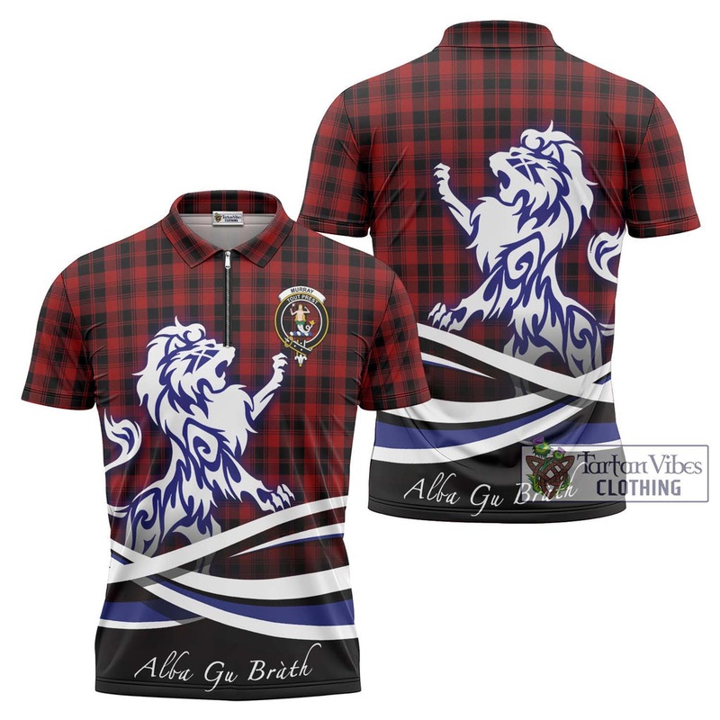 Murray of Ochtertyre Tartan Zipper Polo Shirt with Alba Gu Brath Regal Lion Emblem