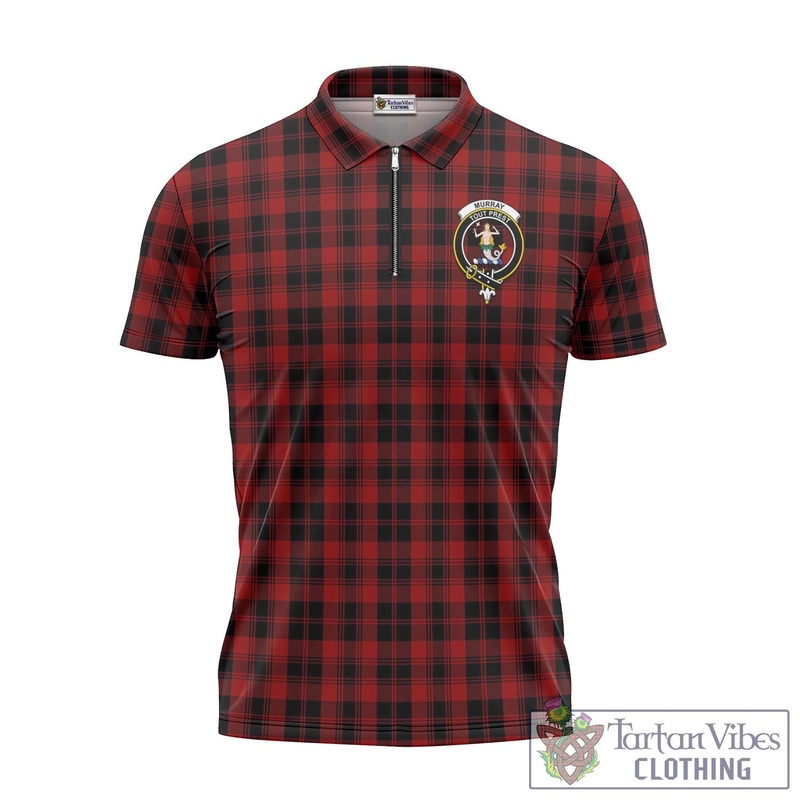 Murray of Ochtertyre Tartan Zipper Polo Shirt with Family Crest