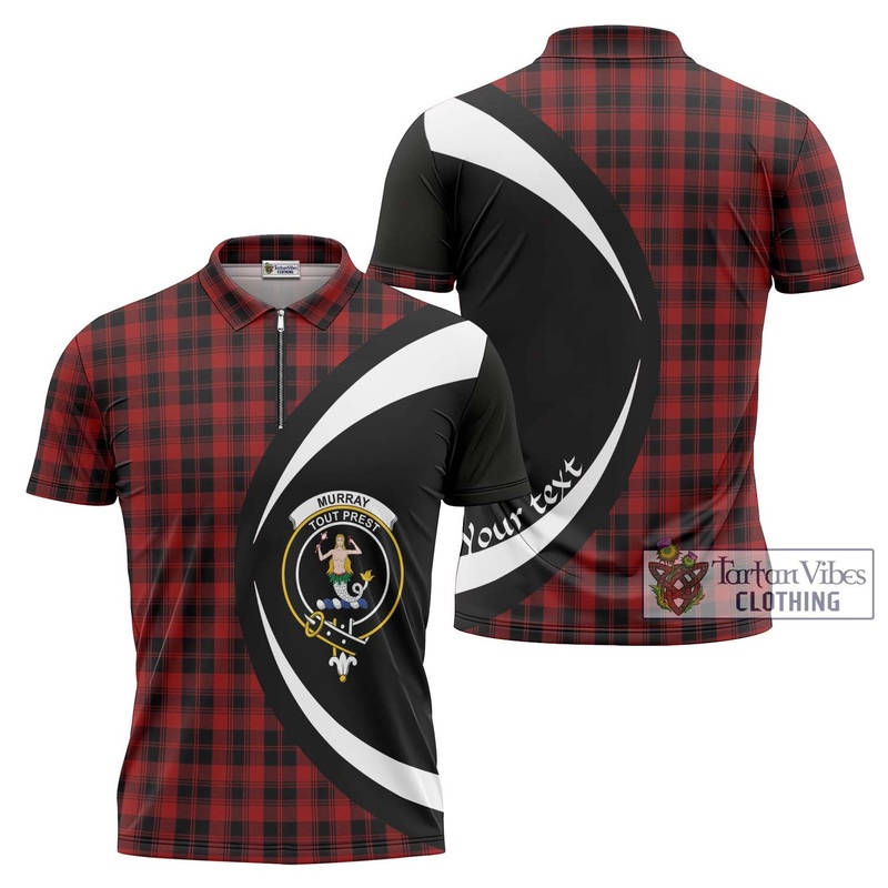 Murray of Ochtertyre Tartan Zipper Polo Shirt with Family Crest Circle Style