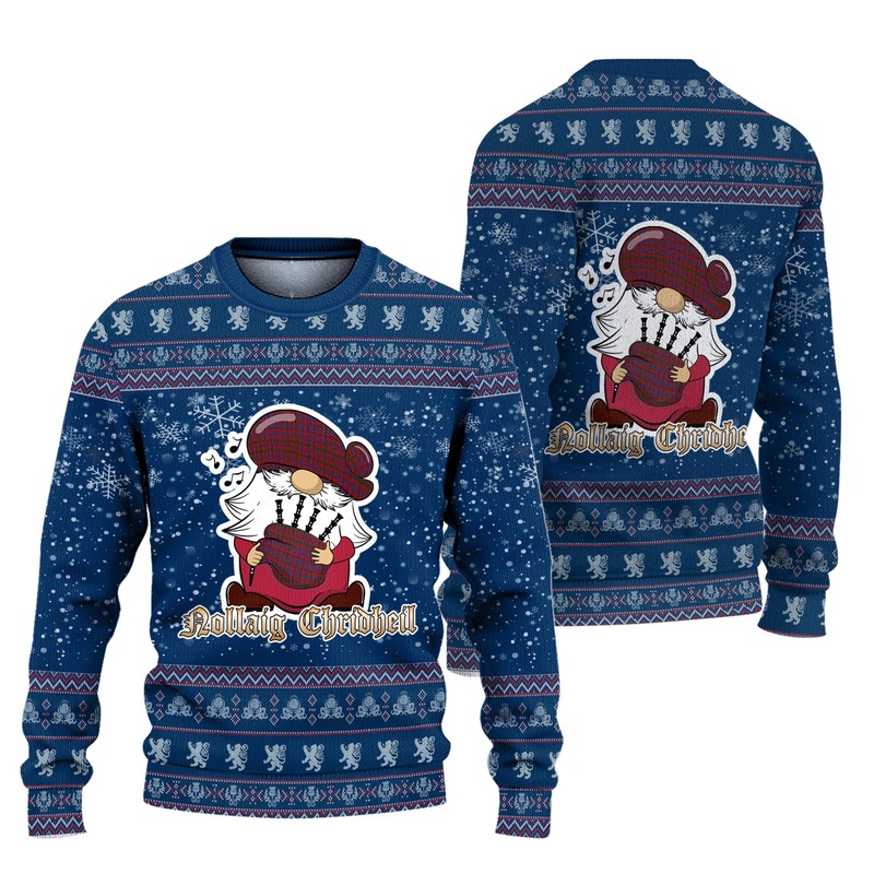 Murray of Tullibardine Clan Christmas Family Ugly Sweater with Funny Gnome Playing Bagpipes