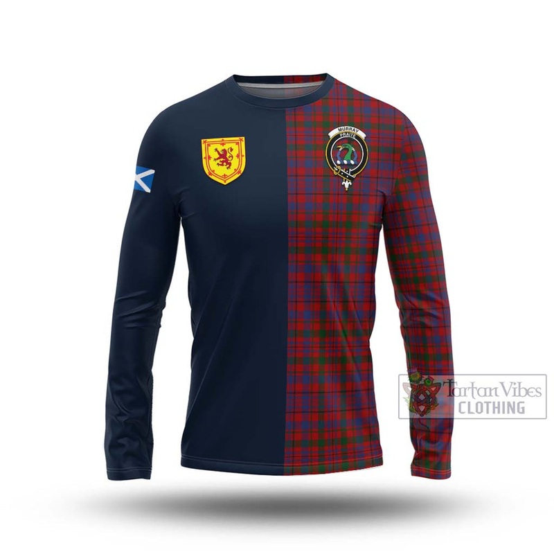 Murray of Tullibardine Tartan Long Sleeve T-Shirt Alba with Scottish Lion Royal Arm Half Style