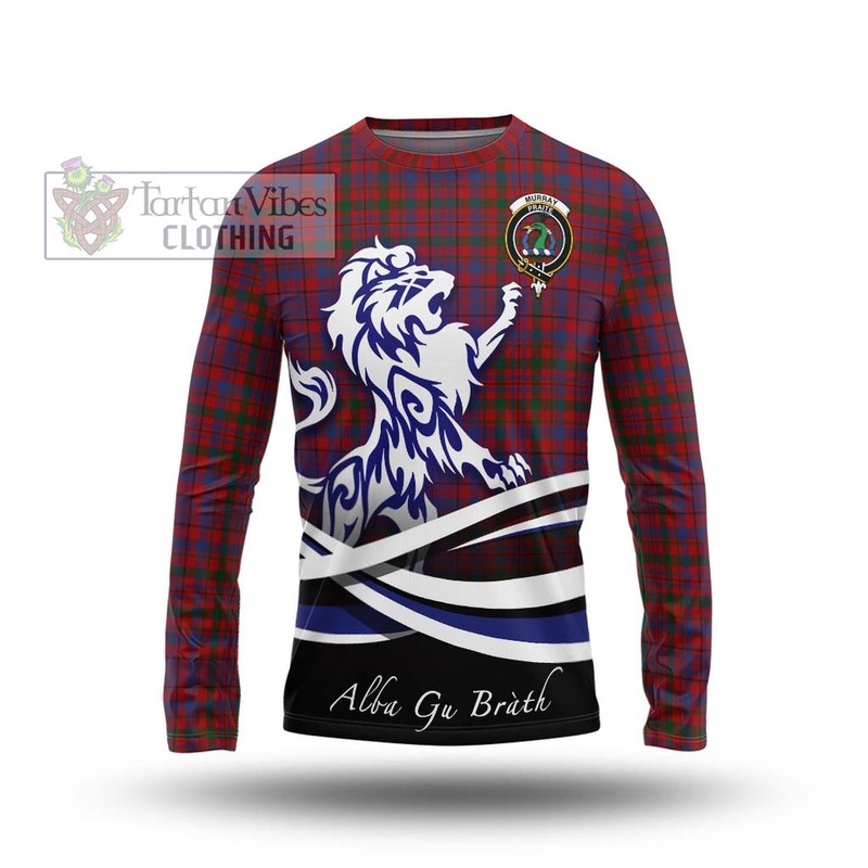 Murray of Tullibardine Tartan Long Sleeve T-Shirt with Alba Gu Brath Regal Lion Emblem