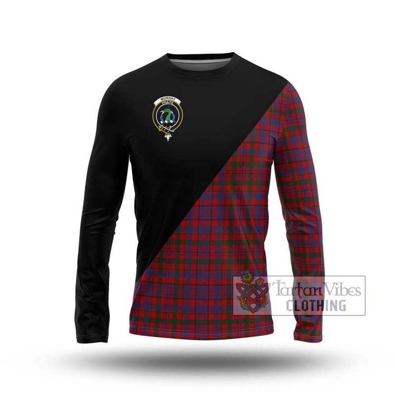 Murray of Tullibardine Tartan Long Sleeve T-Shirt with Family Crest and Military Logo Style