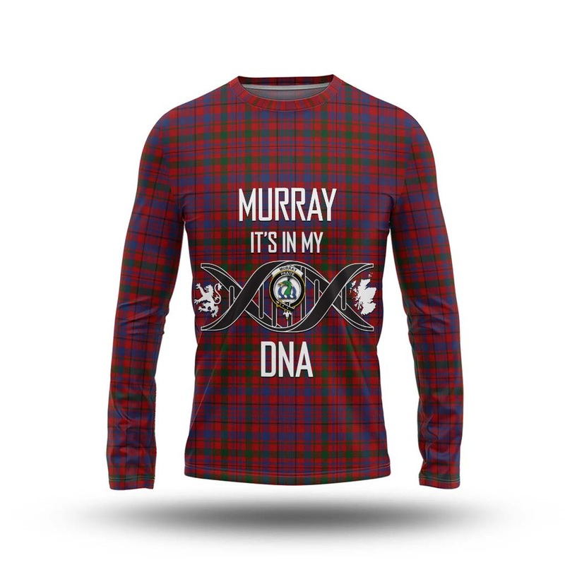 Murray of Tullibardine Tartan Long Sleeve T-Shirt with Family Crest DNA In Me Style
