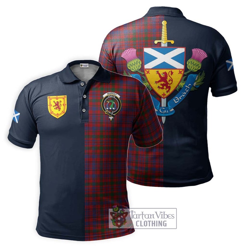 Murray of Tullibardine Tartan Polo Shirt Alba with Scottish Lion Royal Arm Half Style