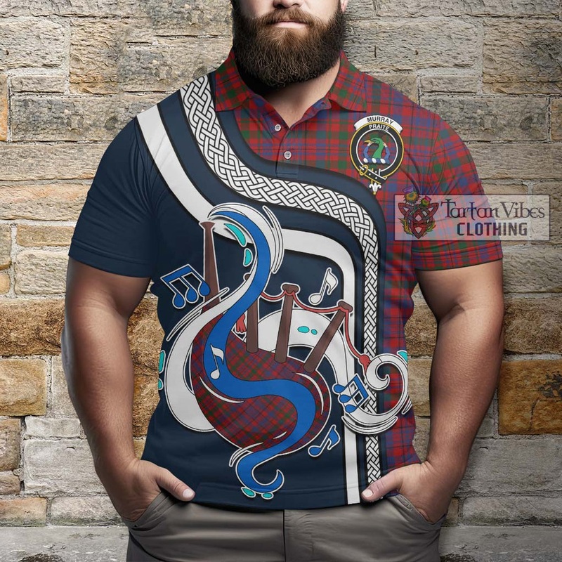 Murray of Tullibardine Tartan Polo Shirt with Epic Bagpipe Style