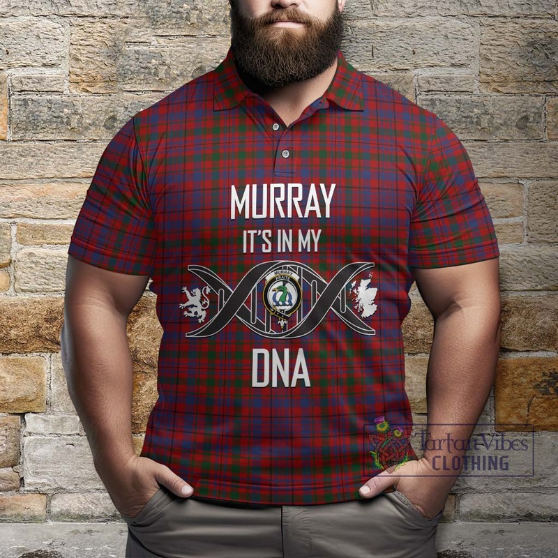 Murray of Tullibardine Tartan Polo Shirt with Family Crest DNA In Me Style