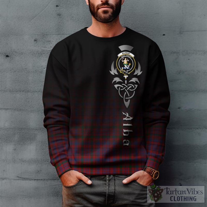 Murray of Tullibardine Tartan Sweatshirt Featuring Alba Gu Brath Family Crest Celtic Inspired