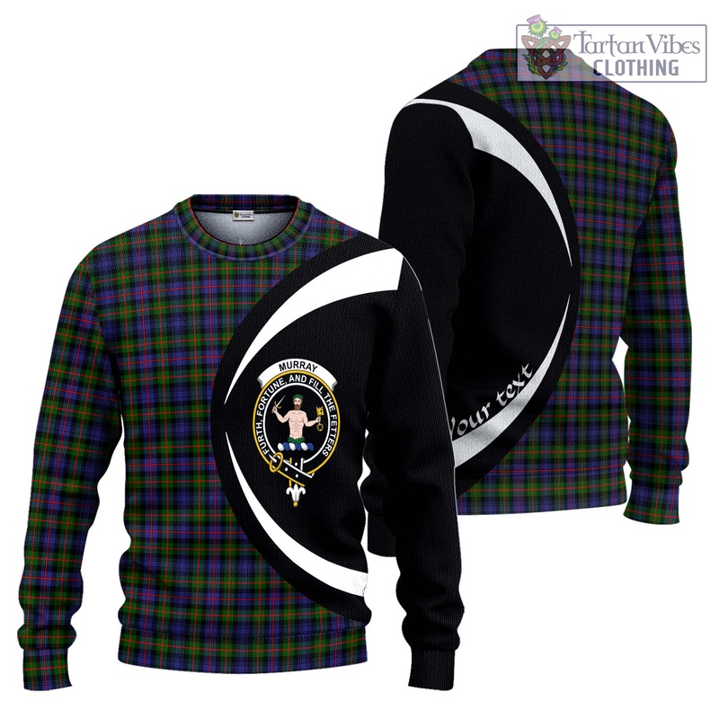 Murray of Atholl Modern Tartan Ugly Sweater with Family Crest Circle Style