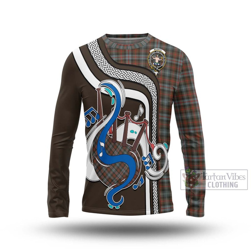 Murray of Atholl Weathered Tartan Long Sleeve T-Shirt with Epic Bagpipe Style