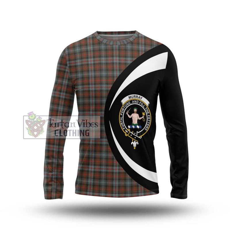 Murray of Atholl Weathered Tartan Long Sleeve T-Shirt with Family Crest Circle Style