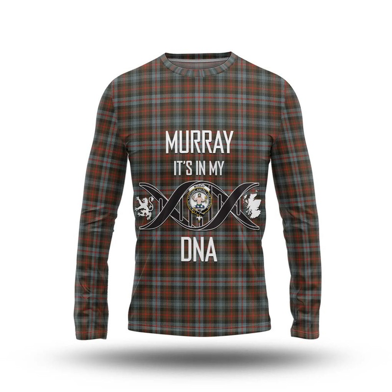 Murray of Atholl Weathered Tartan Long Sleeve T-Shirt with Family Crest DNA In Me Style