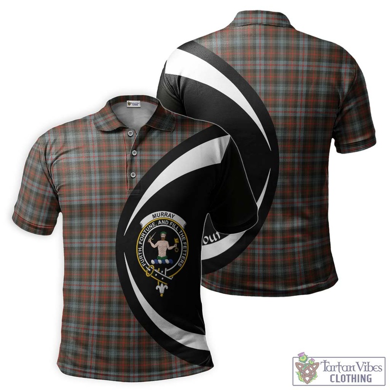 Murray of Atholl Weathered Tartan Men's Polo Shirt with Family Crest Circle Style