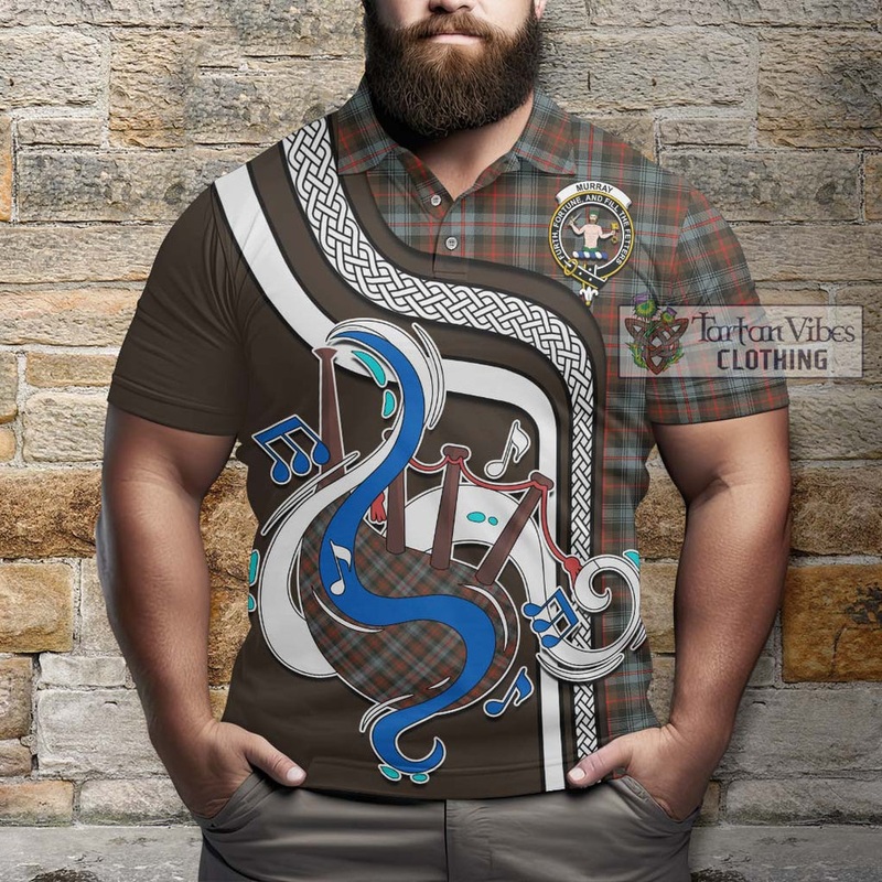 Murray of Atholl Weathered Tartan Polo Shirt with Epic Bagpipe Style