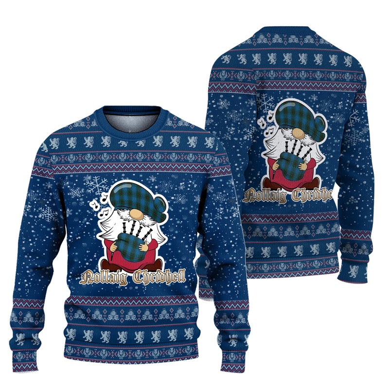 Murray of Elibank Clan Christmas Family Ugly Sweater with Funny Gnome Playing Bagpipes