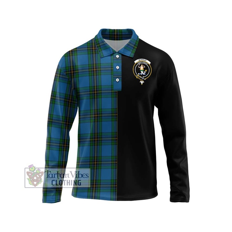 Murray of Elibank Tartan Long Sleeve Polo Shirt with Family Crest and Half Of Me Style