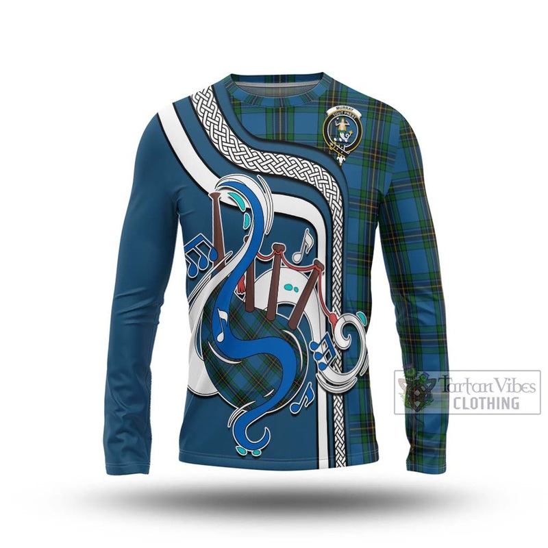 Murray of Elibank Tartan Long Sleeve T-Shirt with Epic Bagpipe Style