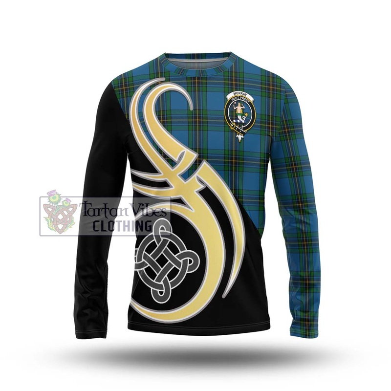 Murray of Elibank Tartan Long Sleeve T-Shirt with Family Crest and Celtic Symbol Style
