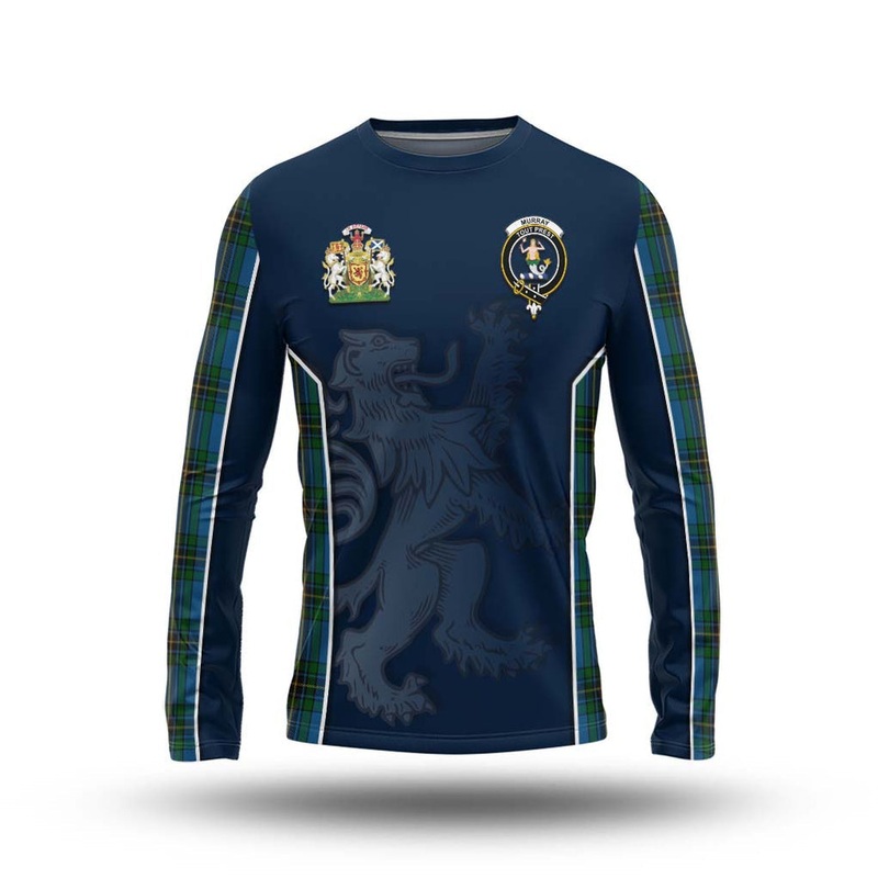 Murray of Elibank Tartan Long Sleeve T-Shirt with Family Crest and Lion Rampant Vibes Sport Style