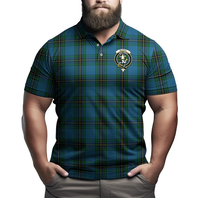 Murray of Elibank Tartan Men's Polo Shirt with Family Crest
