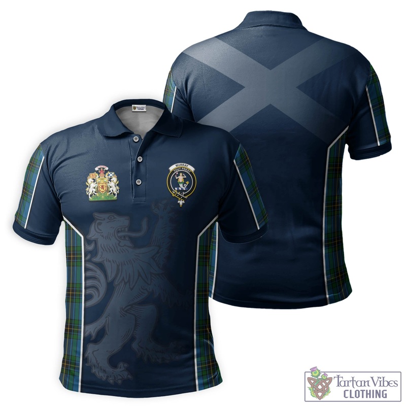 Murray of Elibank Tartan Men's Polo Shirt with Family Crest and Lion Rampant Vibes Sport Style
