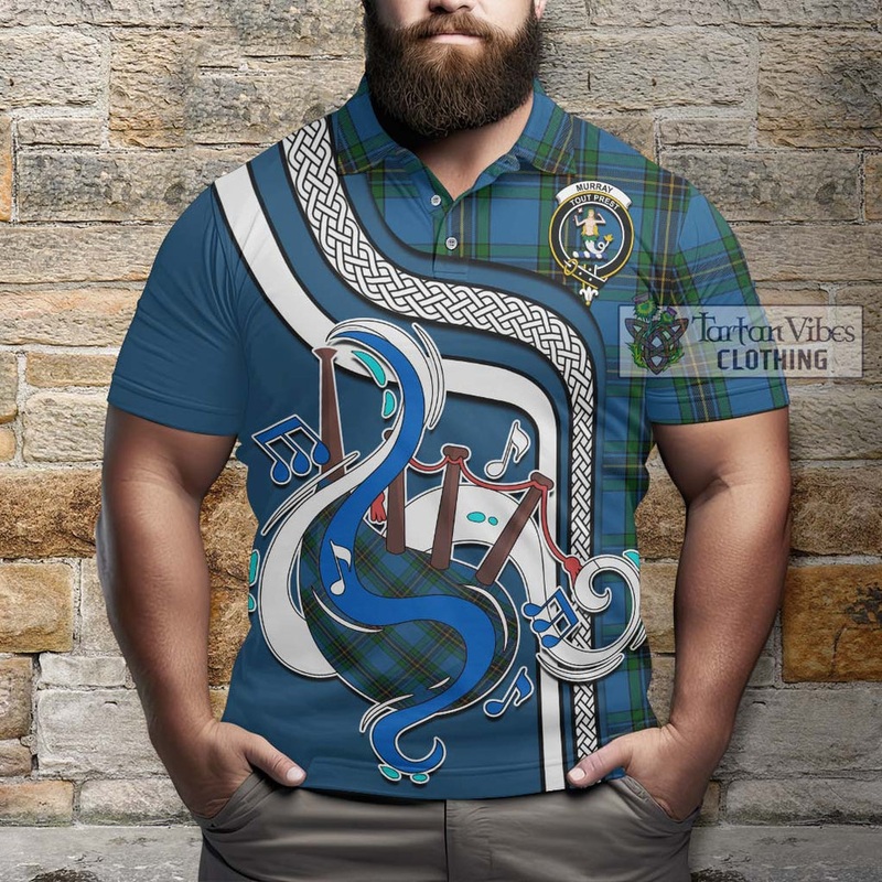 Murray of Elibank Tartan Polo Shirt with Epic Bagpipe Style