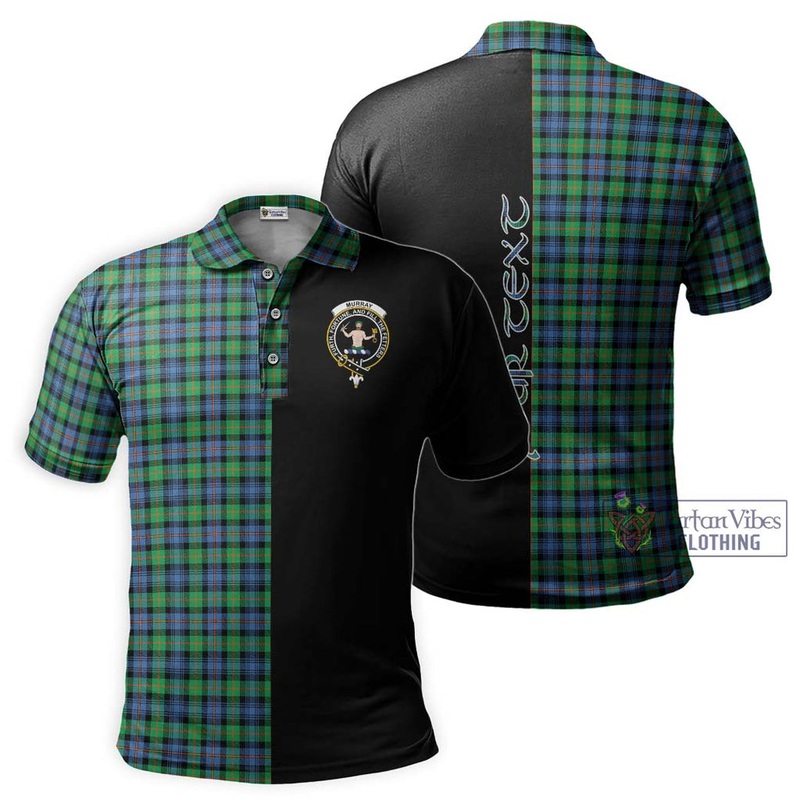 Murray of Atholl Ancient Tartan Polo Shirt with Family Crest and Half Of Me Style