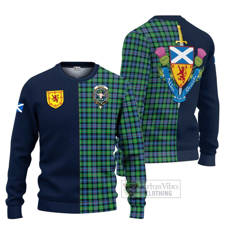 Murray of Atholl Ancient Tartan Ugly Sweater with Scottish Lion Royal Arm Half Style