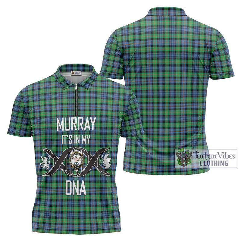 Murray of Atholl Ancient Tartan Zipper Polo Shirt with Family Crest DNA In Me Style