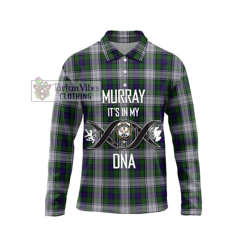 Murray of Atholl Dress Tartan Long Sleeve Polo Shirt with Family Crest DNA In Me Style