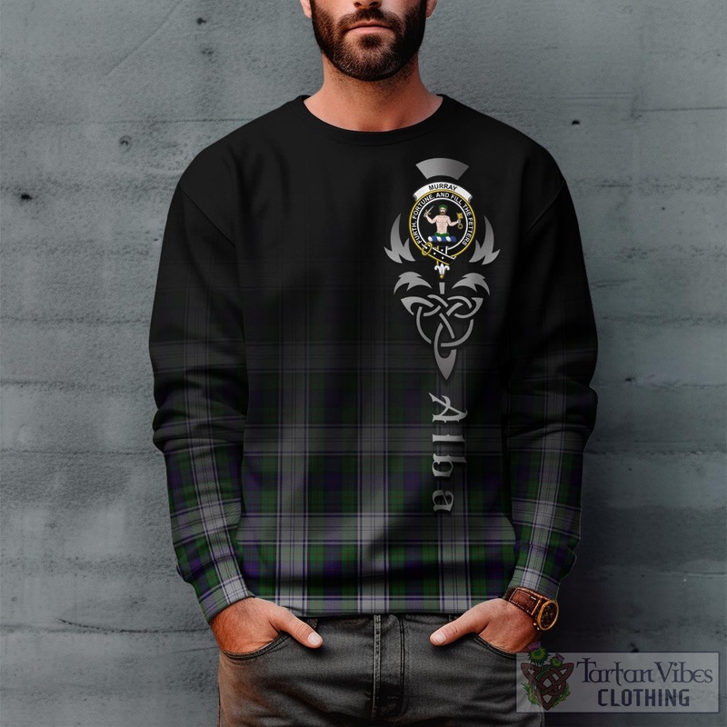 Murray of Atholl Dress Tartan Sweatshirt Featuring Alba Gu Brath Family Crest Celtic Inspired