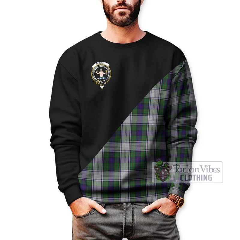 Murray of Atholl Dress Tartan Sweatshirt with Family Crest and Military Logo Style