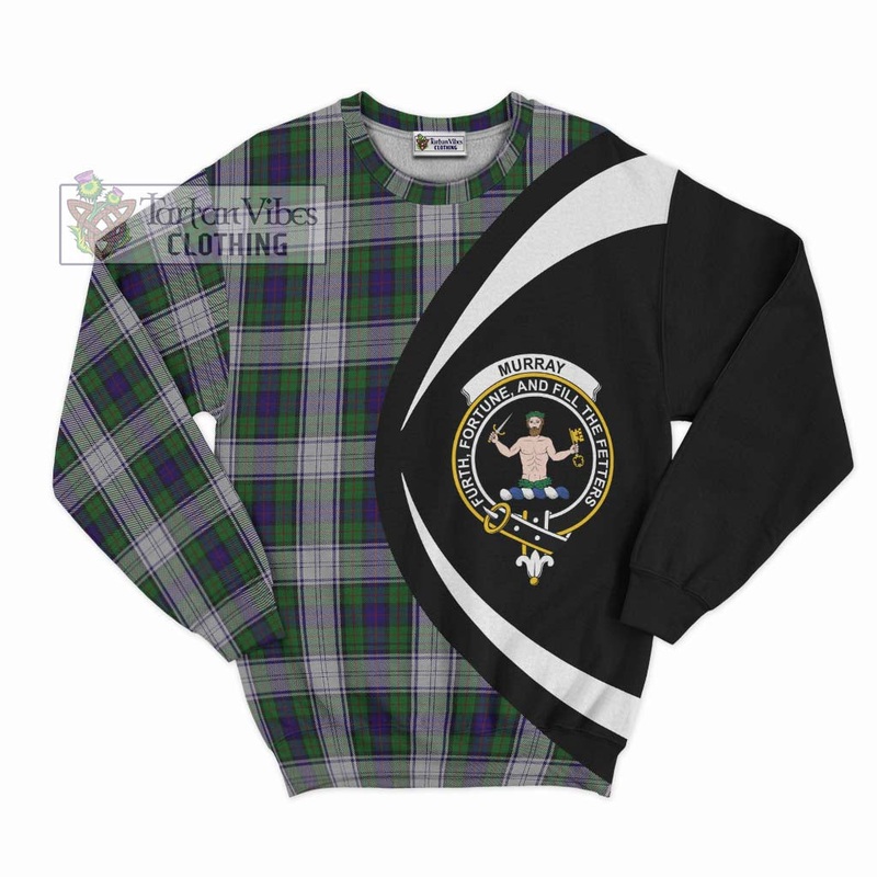 Murray of Atholl Dress Tartan Sweatshirt with Family Crest Circle Style