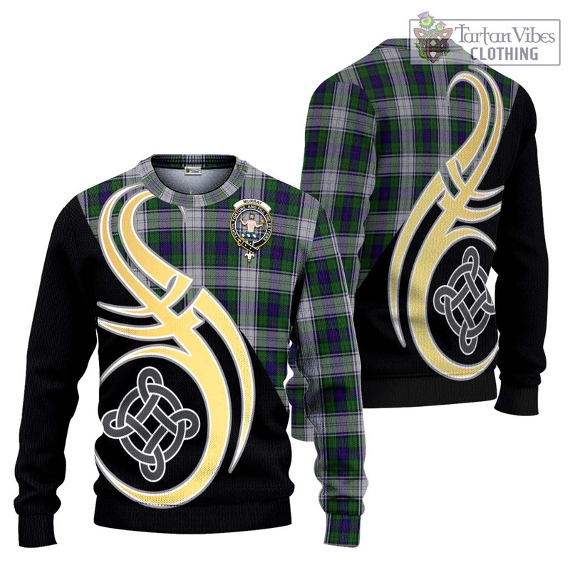 Murray of Atholl Dress Tartan Ugly Sweater with Family Crest and Celtic Symbol Style