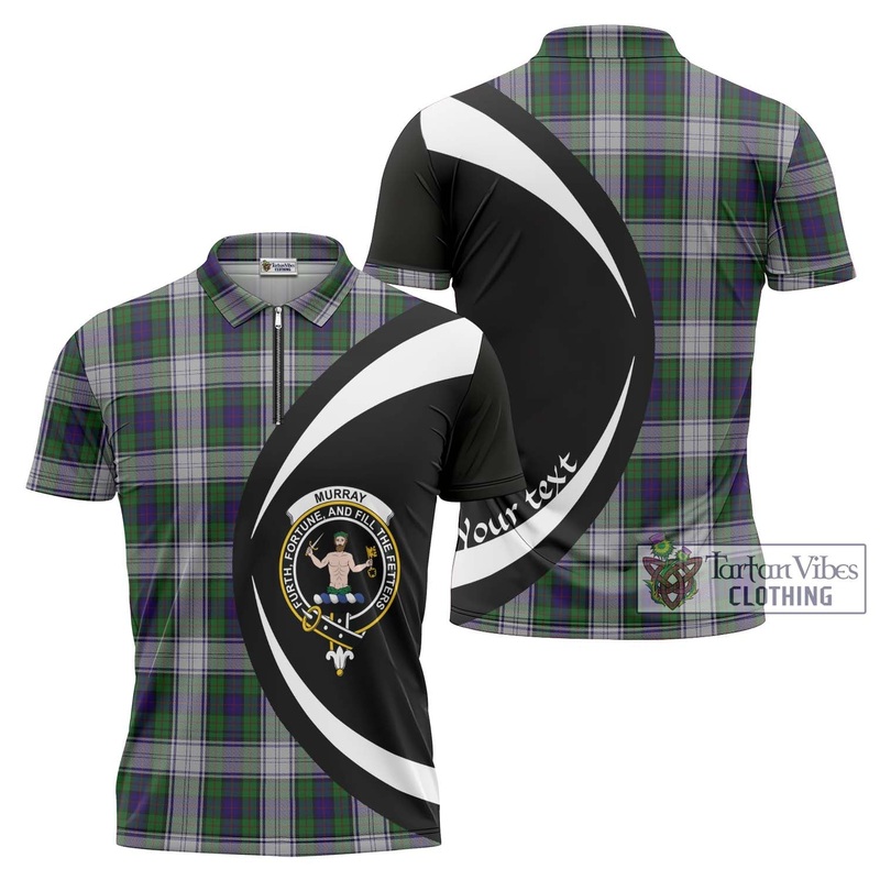 Murray of Atholl Dress Tartan Zipper Polo Shirt with Family Crest Circle Style