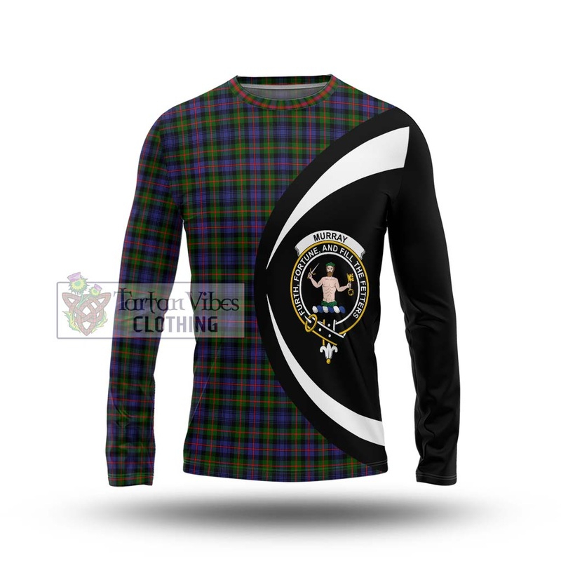 Murray of Atholl Modern Tartan Long Sleeve T-Shirt with Family Crest Circle Style