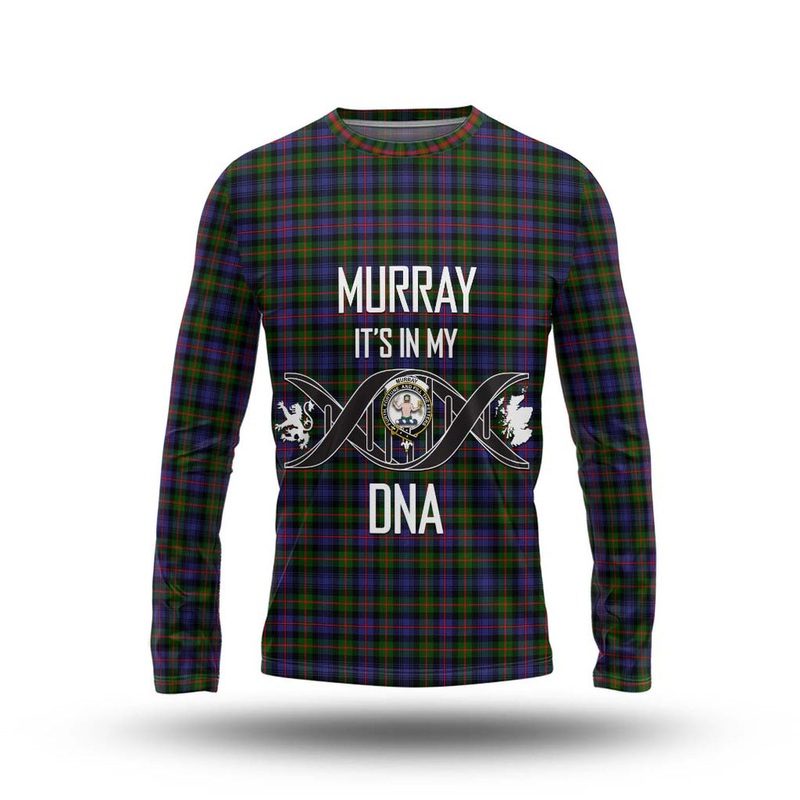 Murray of Atholl Modern Tartan Long Sleeve T-Shirt with Family Crest DNA In Me Style