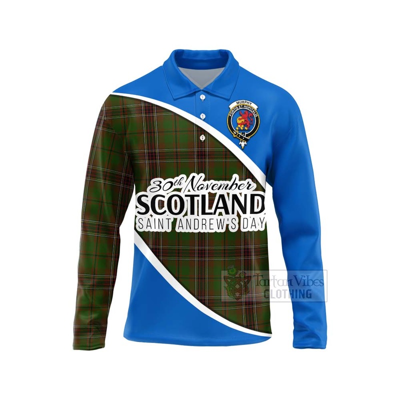 Murphy Family Crest Tartan Long Sleeve Polo Shirt Celebrate Saint Andrew's Day in Style
