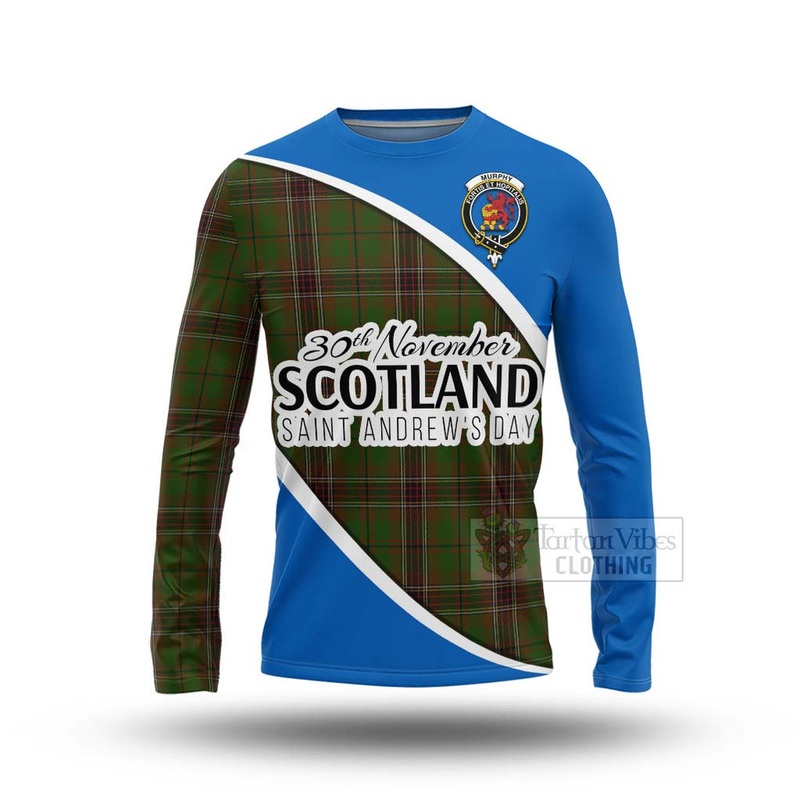Murphy Family Crest Tartan Long Sleeve T-Shirt Celebrate Saint Andrew's Day in Style