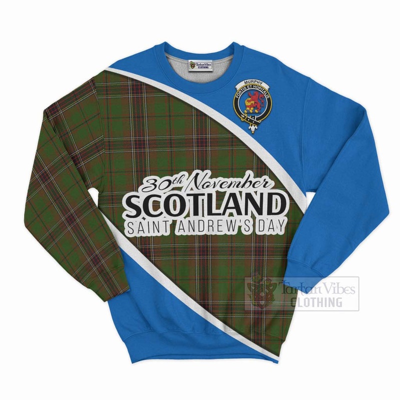 Murphy Family Crest Tartan Sweatshirt Celebrate Saint Andrew's Day in Style