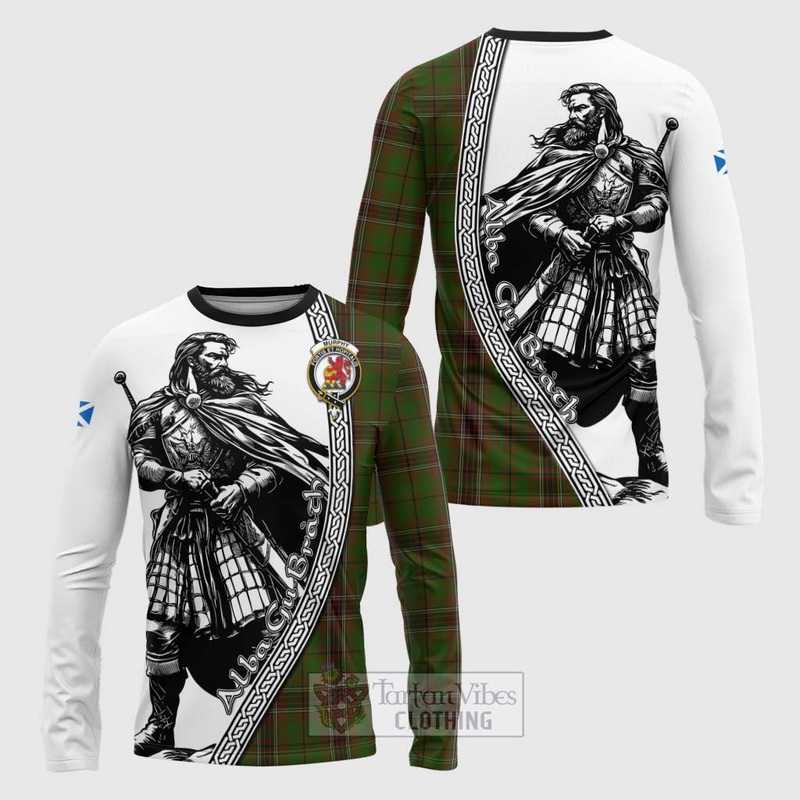 Murphy Tartan Clan Crest Long Sleeve T-Shirt with Highlander Warrior Celtic Style