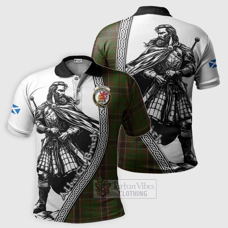 Murphy Tartan Clan Crest Polo Shirt with Highlander Warrior Celtic Style