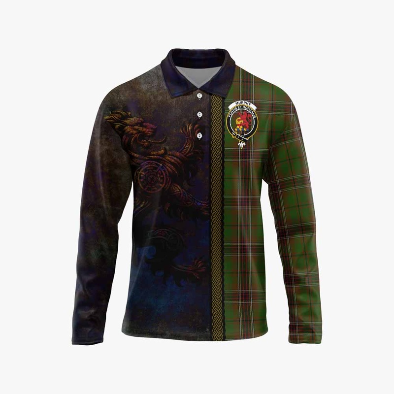 Murphy Tartan Family Crest Long Sleeve Polo Shirt Alba Gu Brath Be Brave Lion Ancient Style