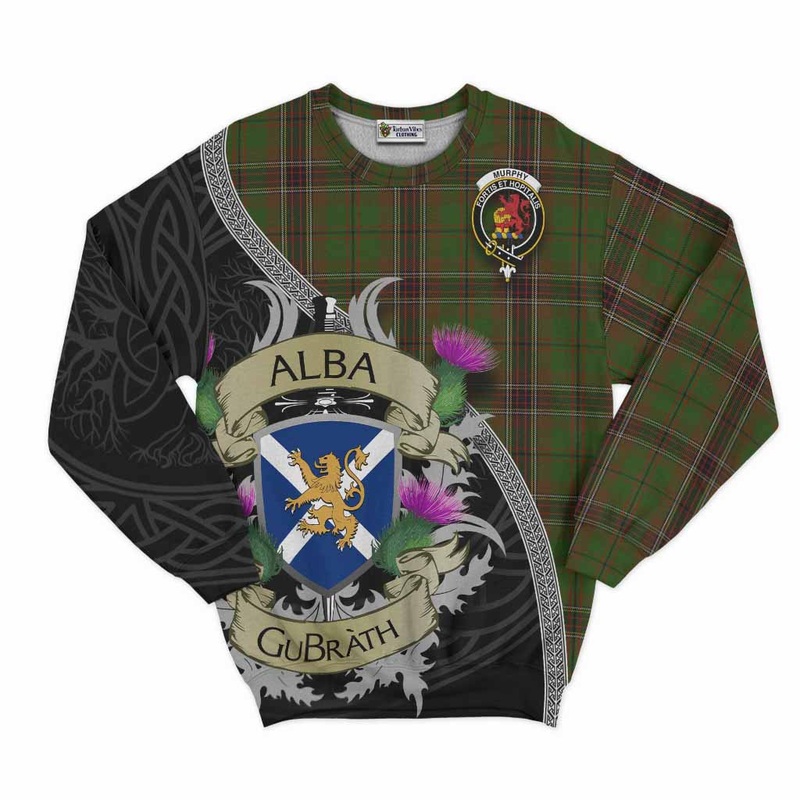 Murphy Tartan Family Crest Sweatshirt Lion Rampant Royal Thistle Shield Celtic Inspired